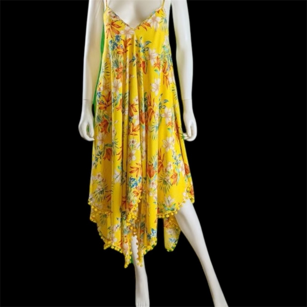 GOA BEACHWEAR by Japna Tropical Handkerchief
Pom-Pom Hem Dress Cover-up